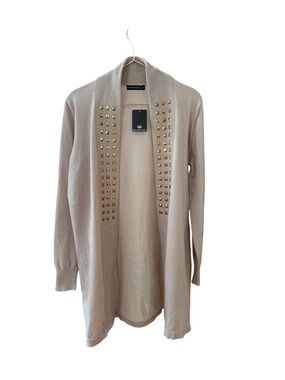 Esperanza Women’s Size Small Cream Stud-Accent Open Front Sweater. BNWT